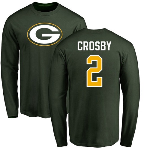 Green Bay Packers Green #2 Crosby Mason Name And Number Logo Nike NFL Long Sleeve T Shirt